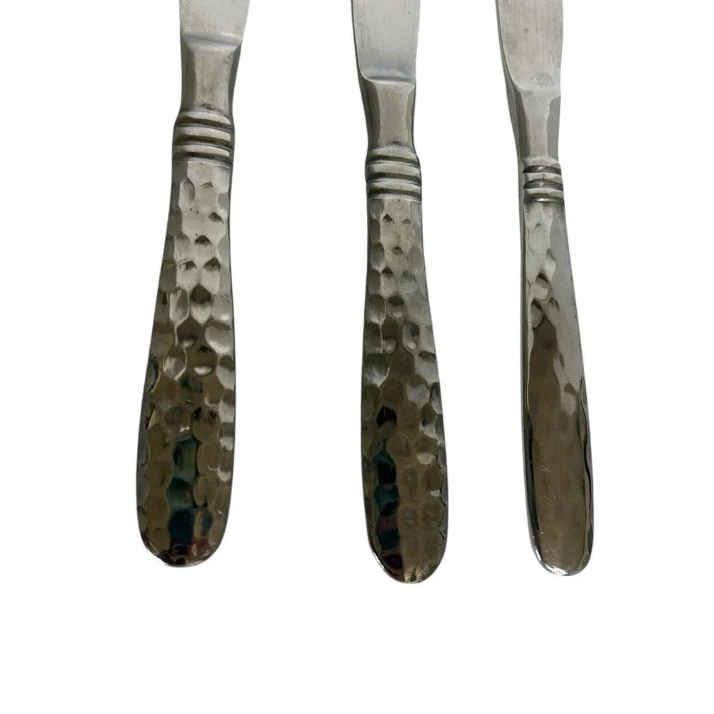 Cambridge MAJESTY Stainless Hammered 18/10 Glossy Flatware 3 Butter Knives